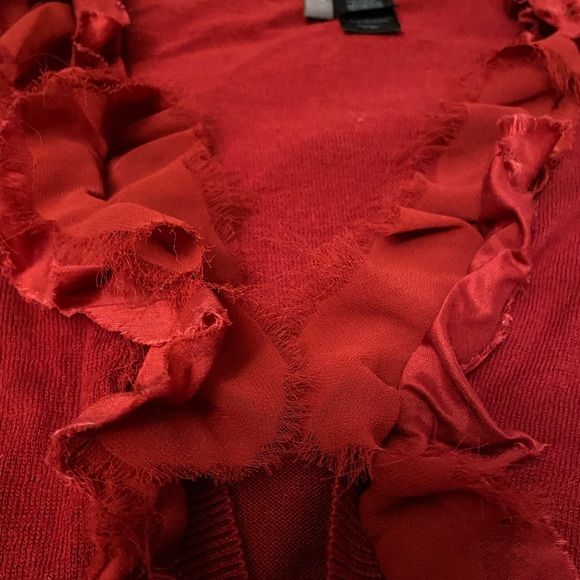 💋Red, Ruffled Bisou Bisou Cardigan - Picture 12 of 13